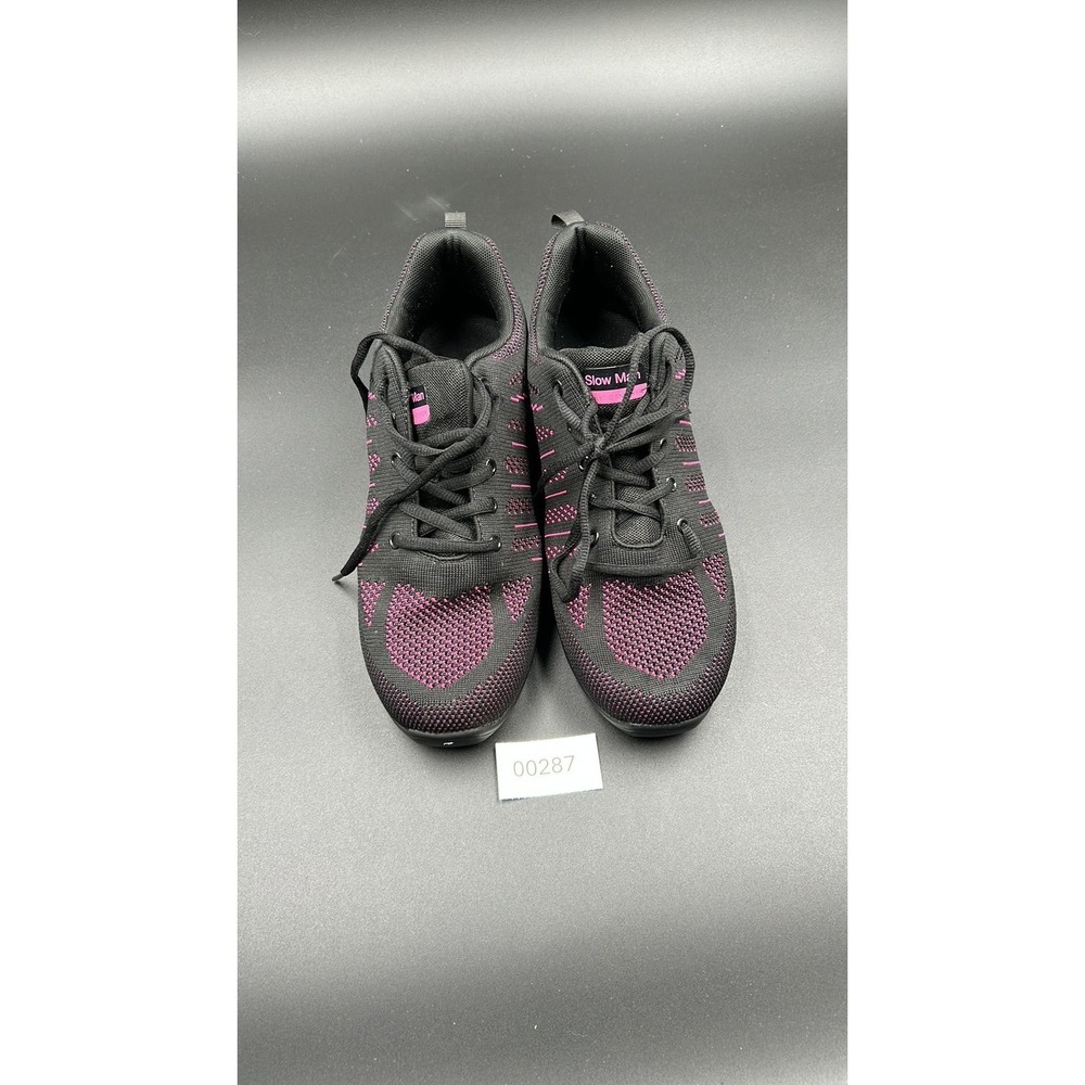 Slow Man Women's Knit Athletic Sneakers - Black/Pink - Size US 10